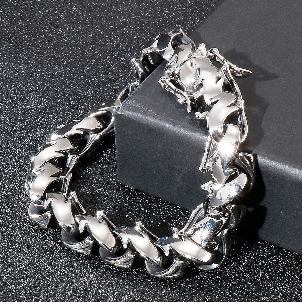 Polished Chunky Link Chain Bracelet — Stainless Steel