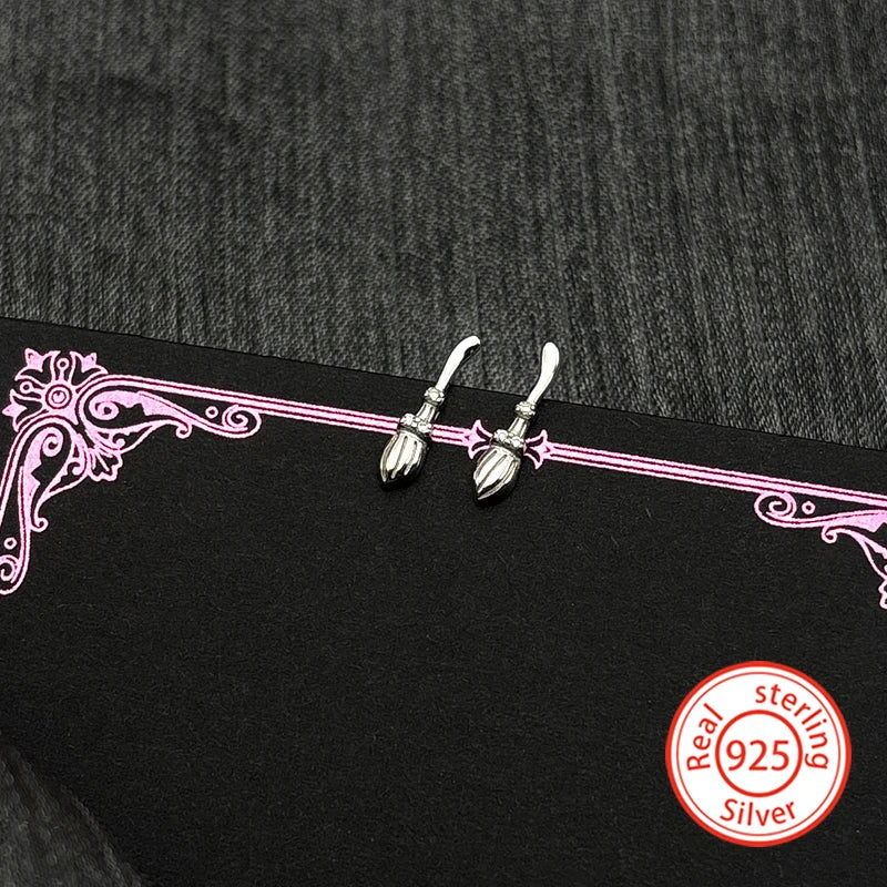 925 Silver Zircon Wand Stud Earrings — SS