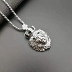 Lion Crown Cross Pendant Necklace — Stainless Steel