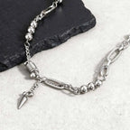 Rivet Statement Chain Choker Necklace — Stainless Steel