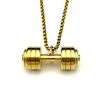 Dumbbell Fitness Pendant Necklace — Gold