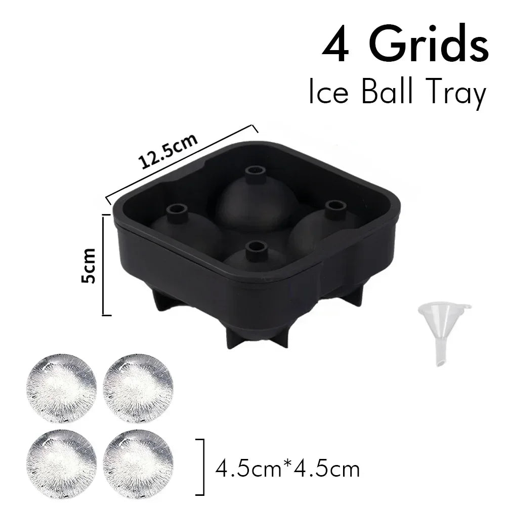 Ice Cube Tray Silicone Ice Ball Freezer Mold Square Ice Cube Maker with Lid 4/6/8 Grids for Whiskey Cocktail Coffee