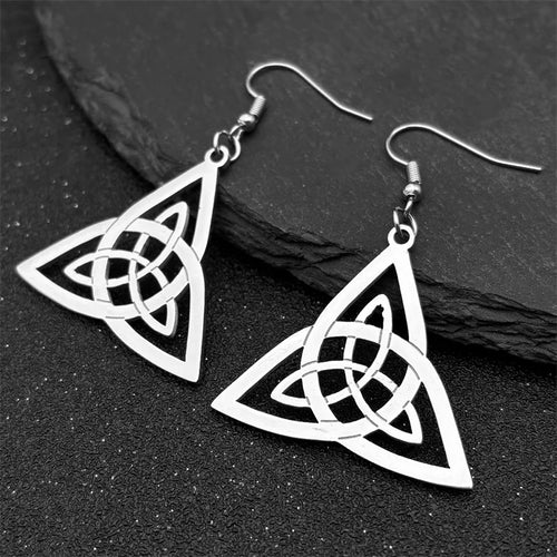 Celtic Knot Silver Earrings Trinity Irish Drop