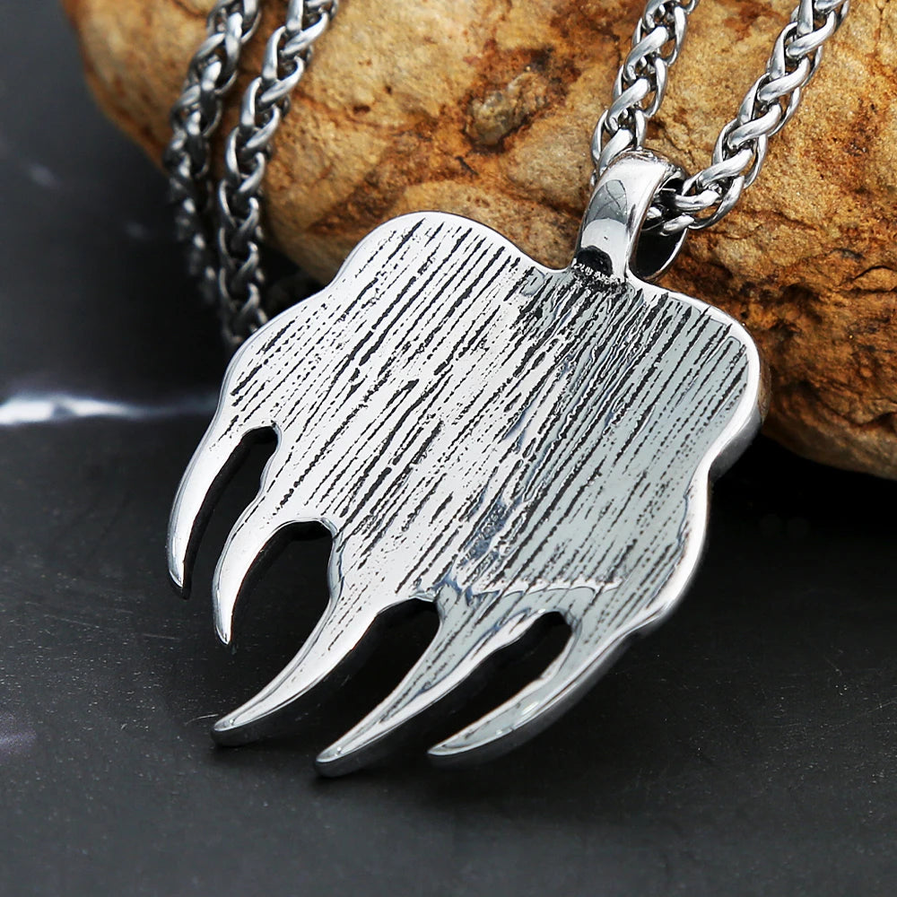 Viking Steel Pendant Vintage Unique Bear Claw