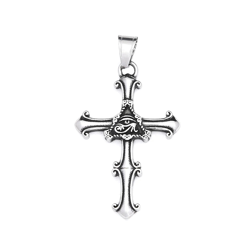 Fashion 316L Stainless Steel Christian Cross Necklace For Men Women Hip Hop Cool Religious Charm Pendant Punk Jewelry