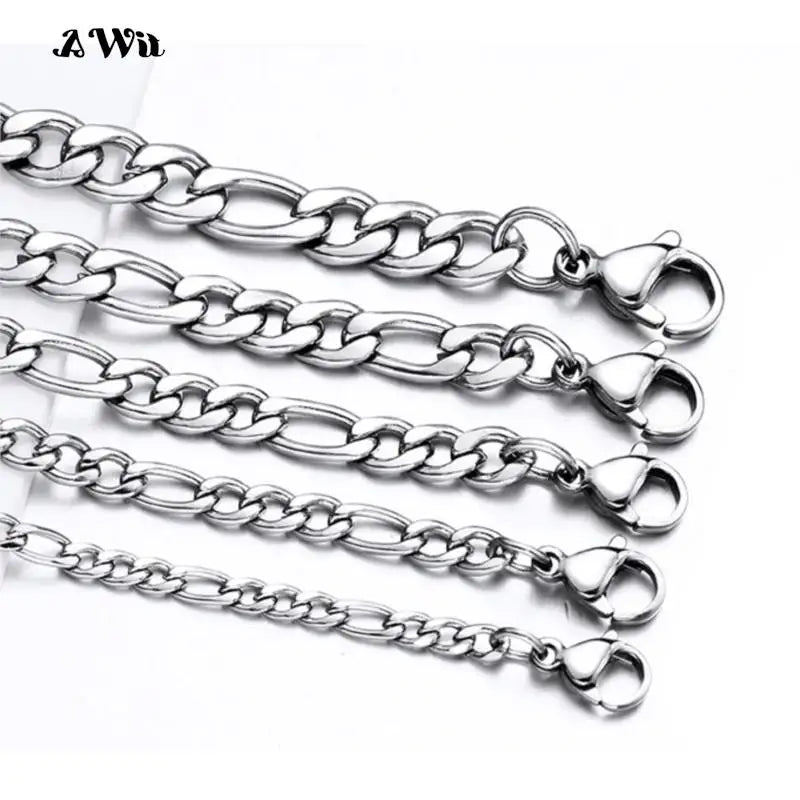 AWit 2022 Fashion Classic Figaro Chain Necklace Men Stainless Steel Long Necklace For Men Women Chain Jewelry
