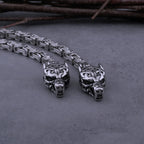 Viking Stainless Steel Wolf Head Thor's Hammer Necklace Men Punk Hip Hop Thick Chain Necklace Nordic Amulet Rune for