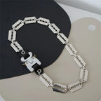 HANGZHI 2021 NEW Hip Hop Punk Titanium Steel Street Men and Women Letters Metal Safety Buckle Necklace Fashion Jewelry