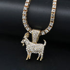 Fashion Gold Goat Pendant Necklace Hip Hop Tennis Chain Necklaces For Women Mens Gifts Motivation Jewelry
