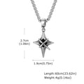 Minimalist Fashion Black Zircon Star Cross Pendant Stainless Steel Necklace for Men, Punk Hip Hop Jewelry Gifts