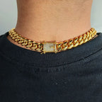 Iced Out Cuban Chain Necklace Stainless Steel Miami