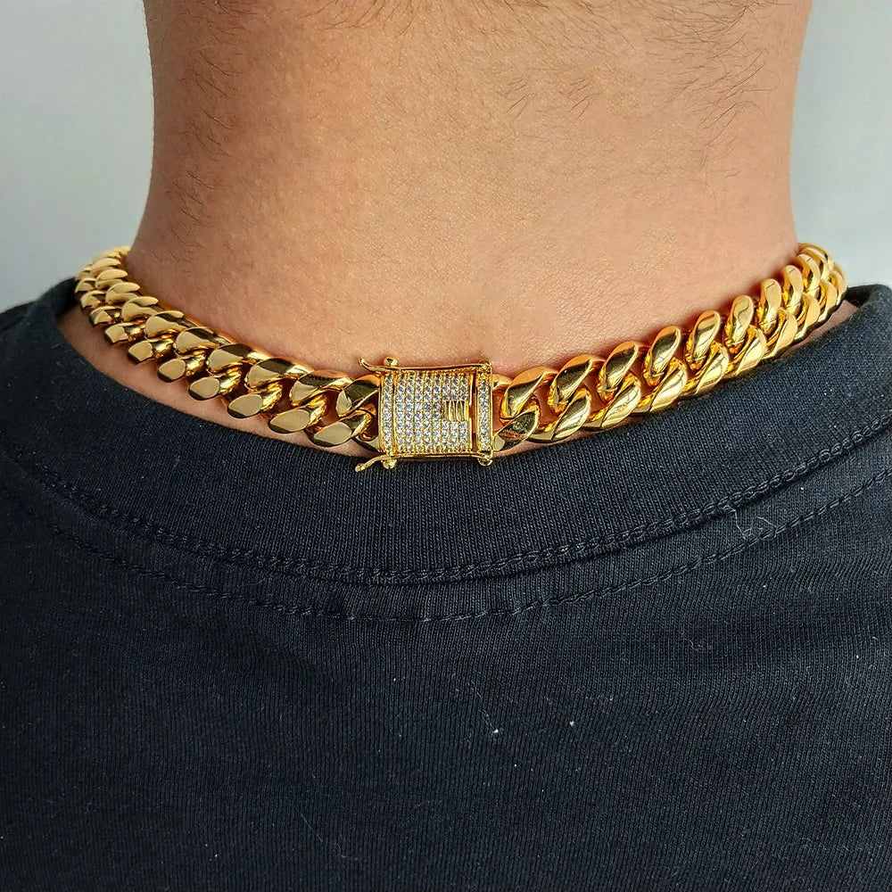Iced Out Cuban Chain Necklace Stainless Steel 6-16MM