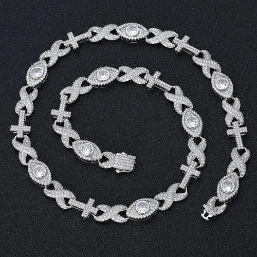 Cross Chain Necklace Iced Out Eye CZ CZ