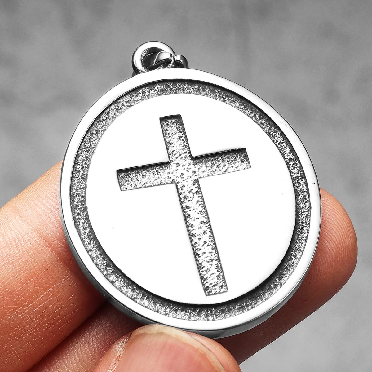 Virgin Mary Cross Pendant — Stainless Steel