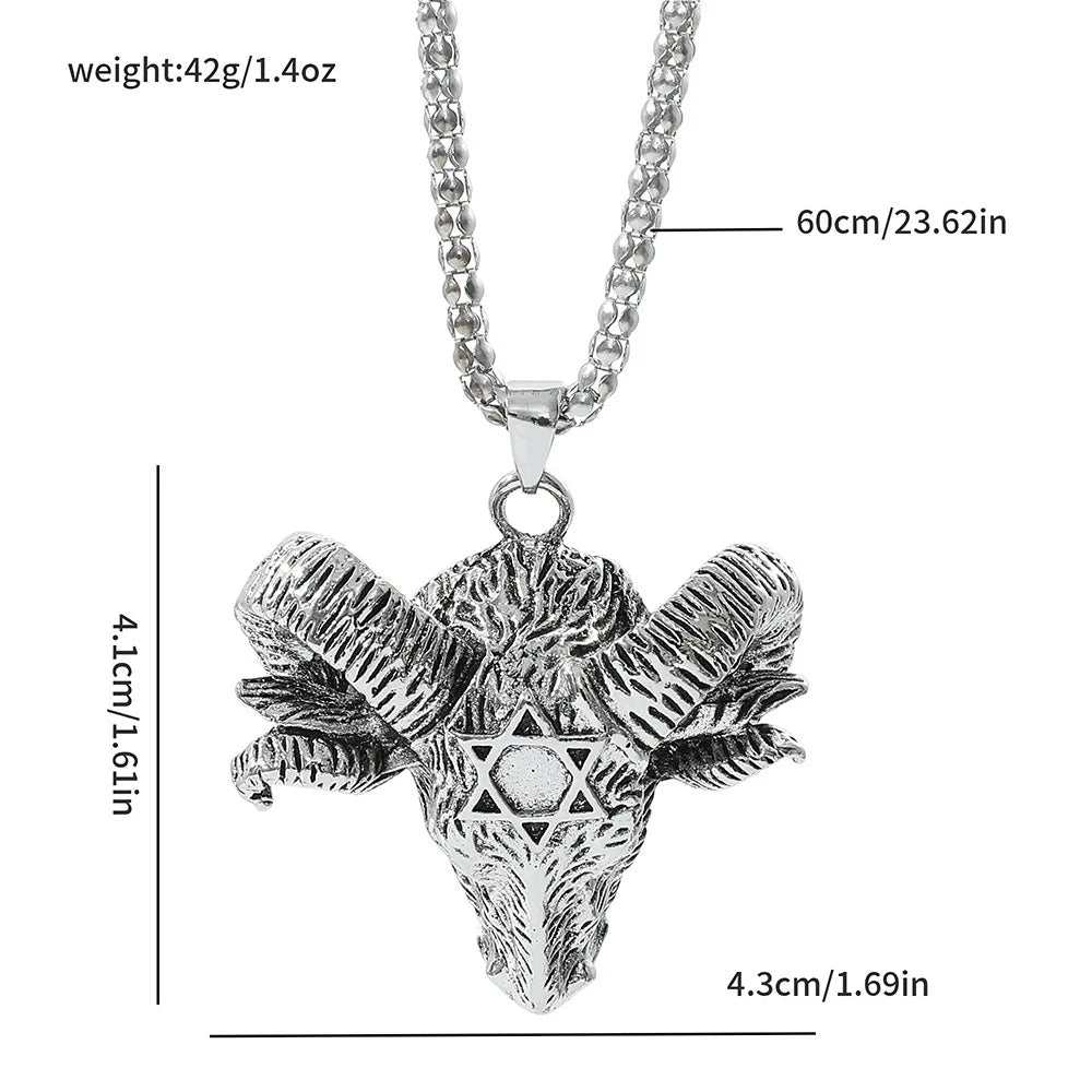 Satan Goat Head Pentagram Amulet Pendant Necklace