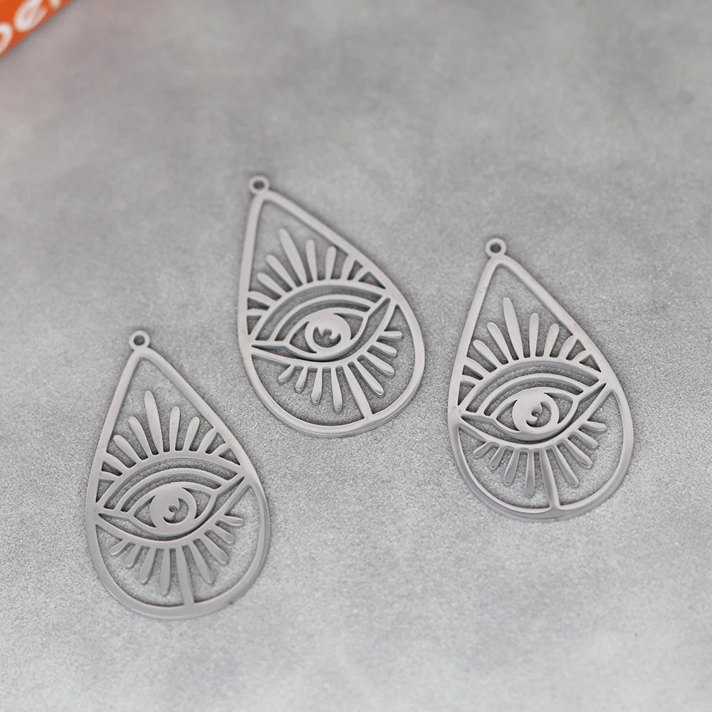 3pcs Eye of Horus Charms DIY Craft Tassels Earrings Necklace Jewelry Making Devil Eye Amulet Stainless Steel Pendant