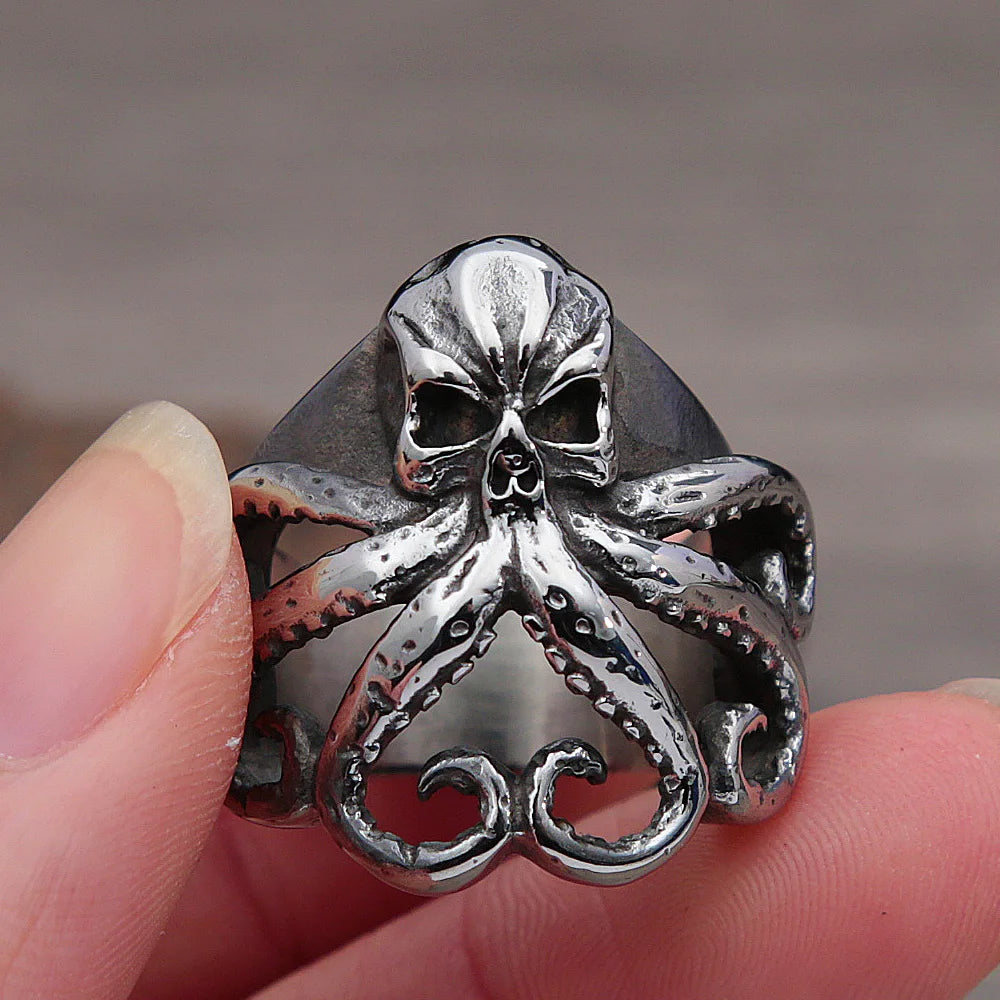 Pirate Skull Octopus Ring — Stainless Steel
