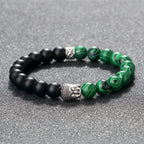 Tibetan Buddha Head Bracelets 8MM Natural Stone Tiger Eye Lava Beads Bangles For Women Men Fashion Couple Prayer