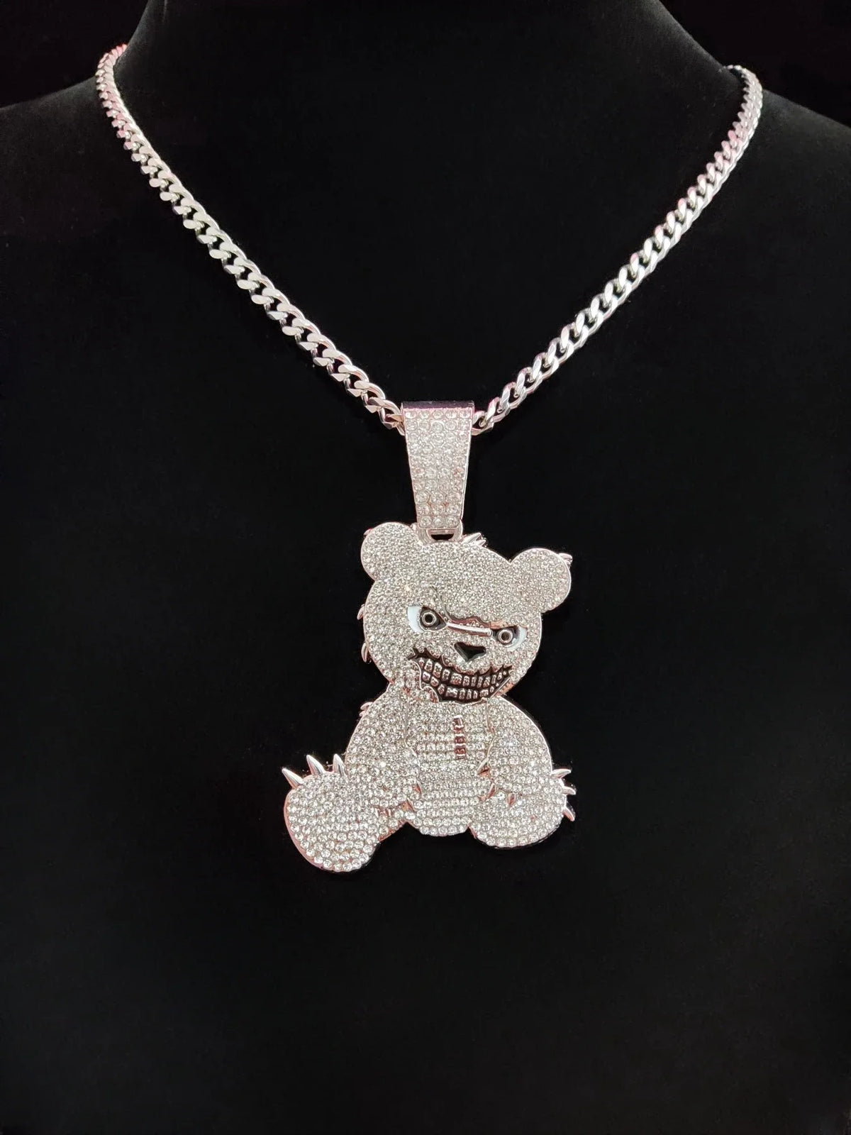 Hip Hop Bear Shape Pendant Necklace Men Women Chain Iced Out Bling Bling Necklaces HipHop Jewelry Fashion Gift