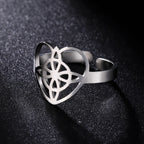 LIKGREAT Hollow Trinity Witch Knot Adjustable Ring for Women Men Stainless Steel Celtics Knot Amulet Couple Jewelry BirthdayGift