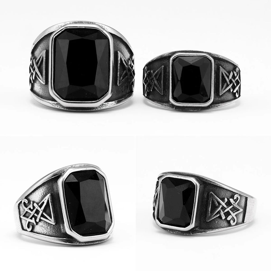 Lucifer Gemstone Ring — Stainless Steel