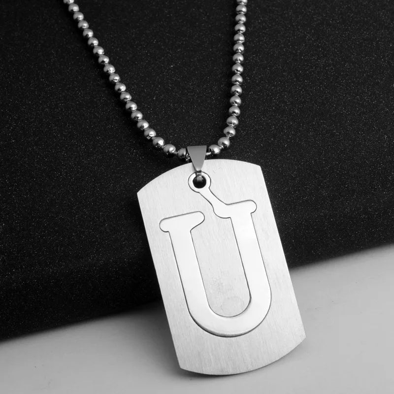 Steel Pendant 316L Initials Letter Name