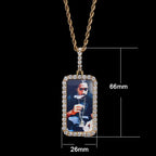 Iced Out Photo Pendant Necklace Rectangle