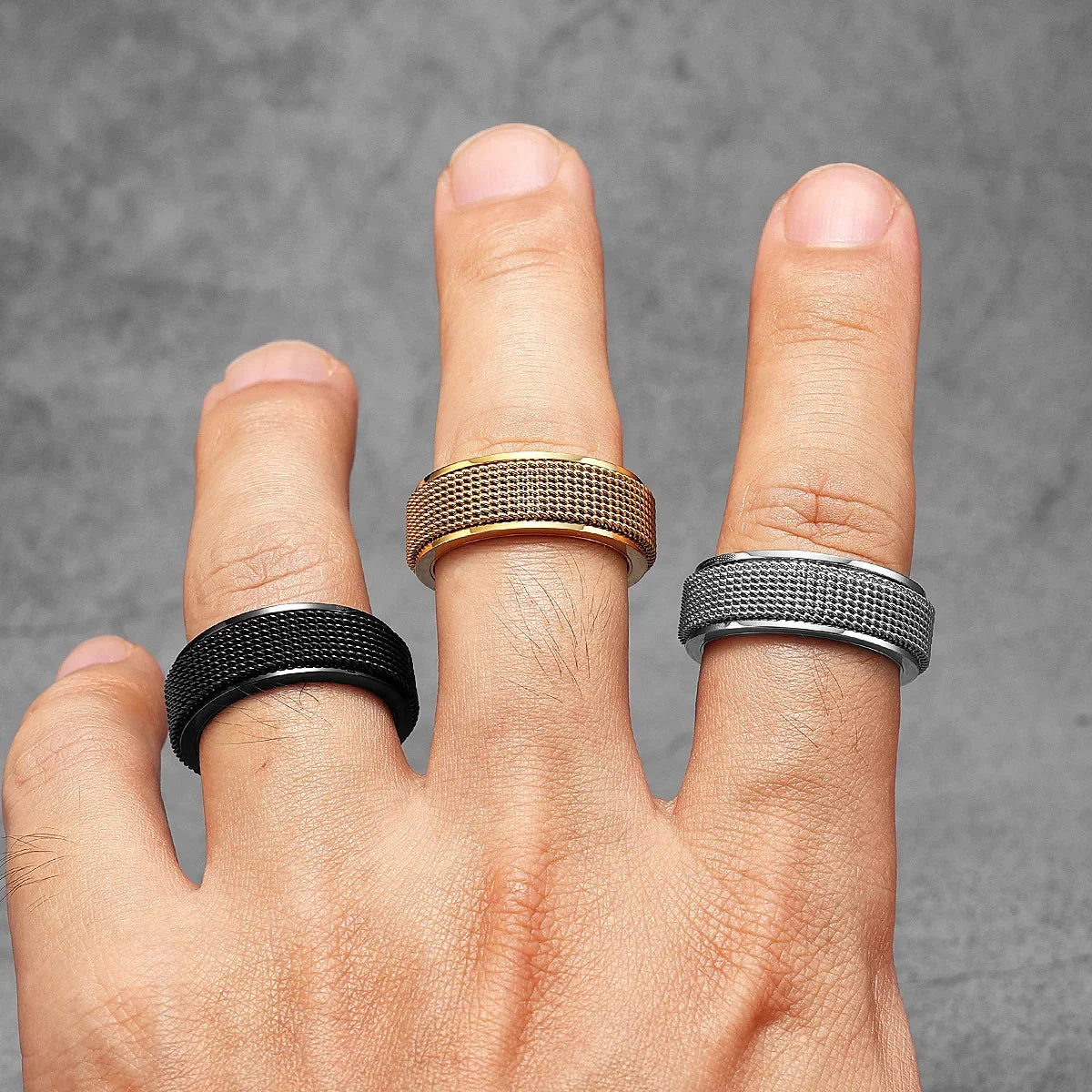 Braided Fidget Spinner Ring — Stainless Steel