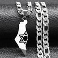 Israel Star of David Map Necklace — Stainless Steel