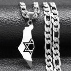 Israel Star of David Map Necklace — Stainless Steel