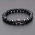 Black Eye Skull Hematite Bead Bracelet Men Classic Handmade 8mm Lava Stone Charm Bracelet For Men Jewelry Gift