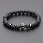 Black Eye Skull Hematite Bead Bracelet Men Classic Handmade 8mm Lava Stone Charm Bracelet For Men Jewelry Gift
