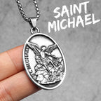 Archangel Pendant 316L Stainless Steel St.Michael Necklaces Men Amulet Chain Punk Retro Jewelry Accessories Best Gift Wholesale