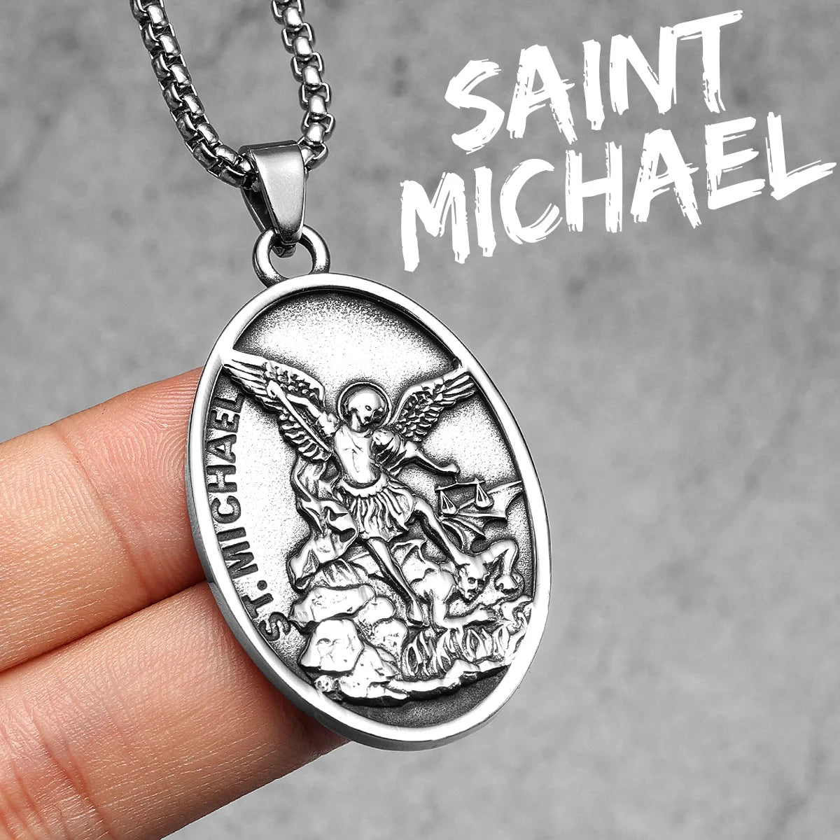 Archangel Pendant 316L Stainless Steel St.Michael Necklaces Men Amulet Chain Punk Retro Jewelry Accessories Best Gift Wholesale
