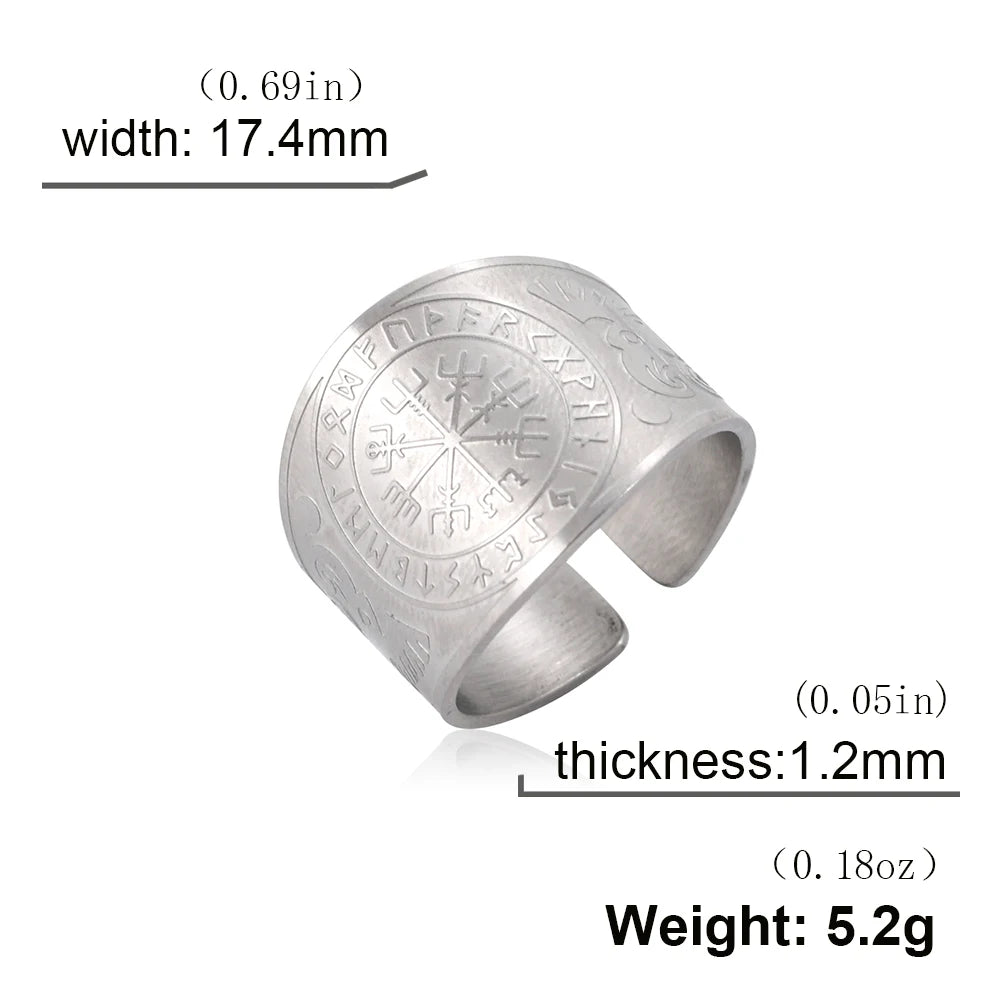 Nordic Vegvisir Compass Ring — Stainless Steel