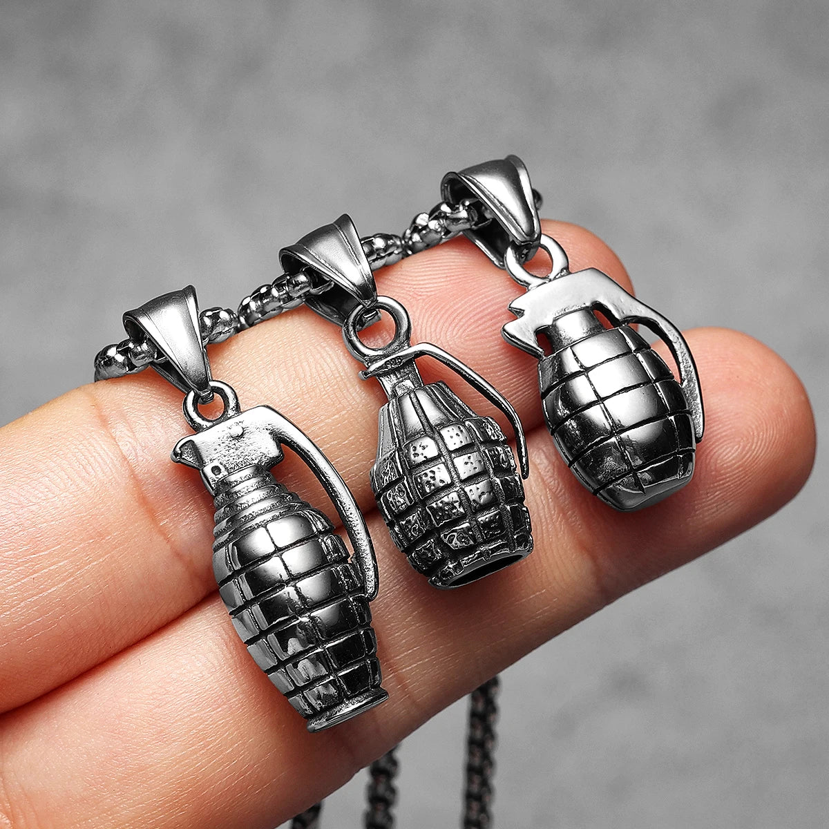 Grenade Stainless Steel Pendant Necklace