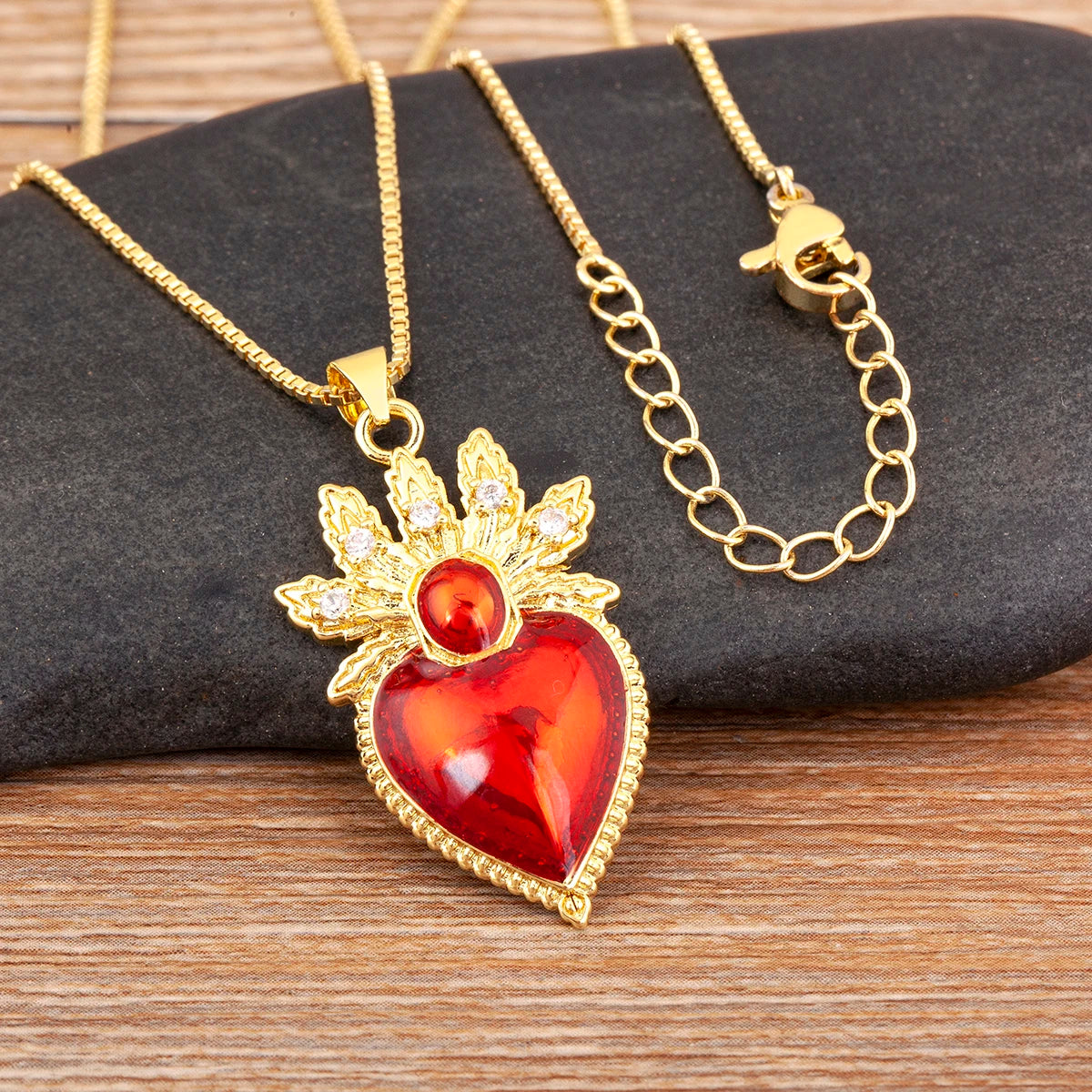 Iced Out Sacred Heart Pendant Necklace