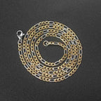 Gold Figaro Cuban Chain Necklace 3MM Stainless Steel