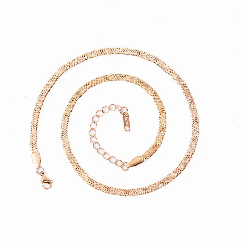 1pc Fashion Unisex Snake Chain Stainless Steel Jewelry Flat Snake Herringbone Chain Necklaces for Women Men New Trend
