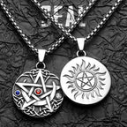 Star Moon Pendant Necklace Stainless Steel Vintage