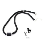 Fashion 12 Constellations Beaded Necklace Men Natural Black Onyx Stone Beads 48cm Short Collar Jewelry Leisure Party Homme Joias