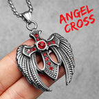 Angel Wing Cross Pendant — Stainless Steel