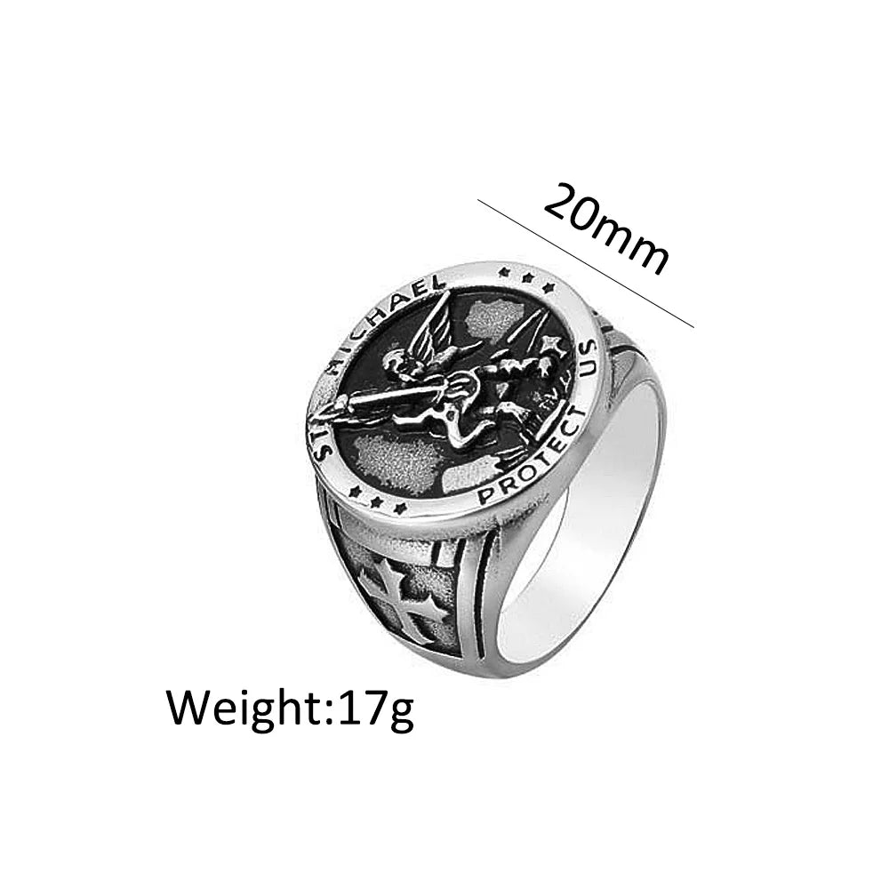 Angel Michael Ring — Stainless Steel