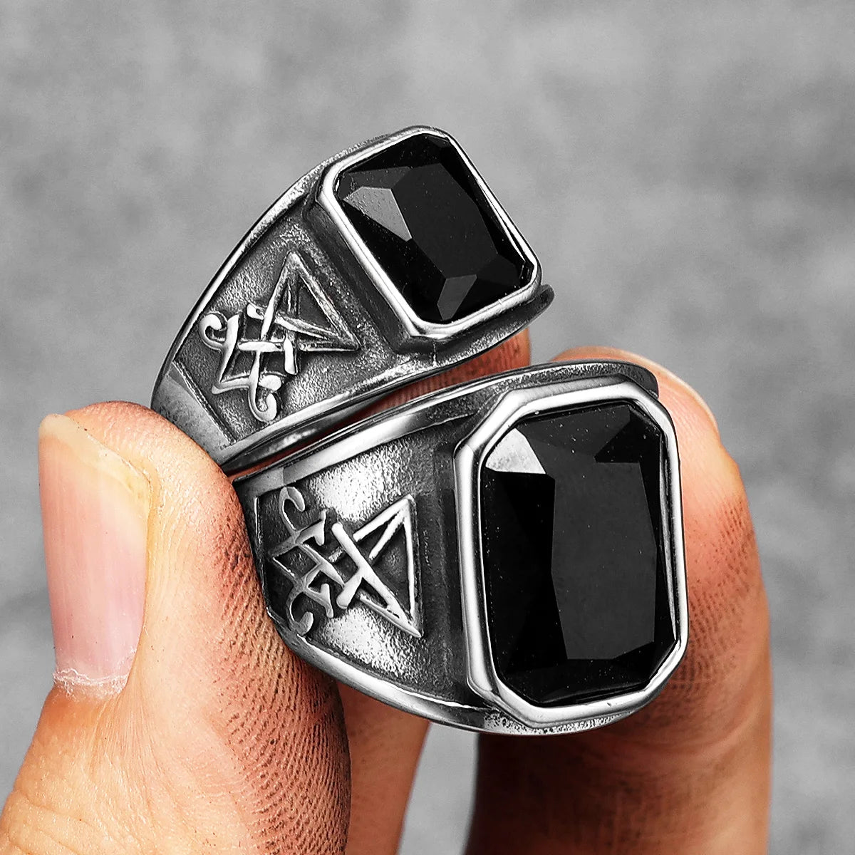 Lucifer Gemstone Ring — Stainless Steel