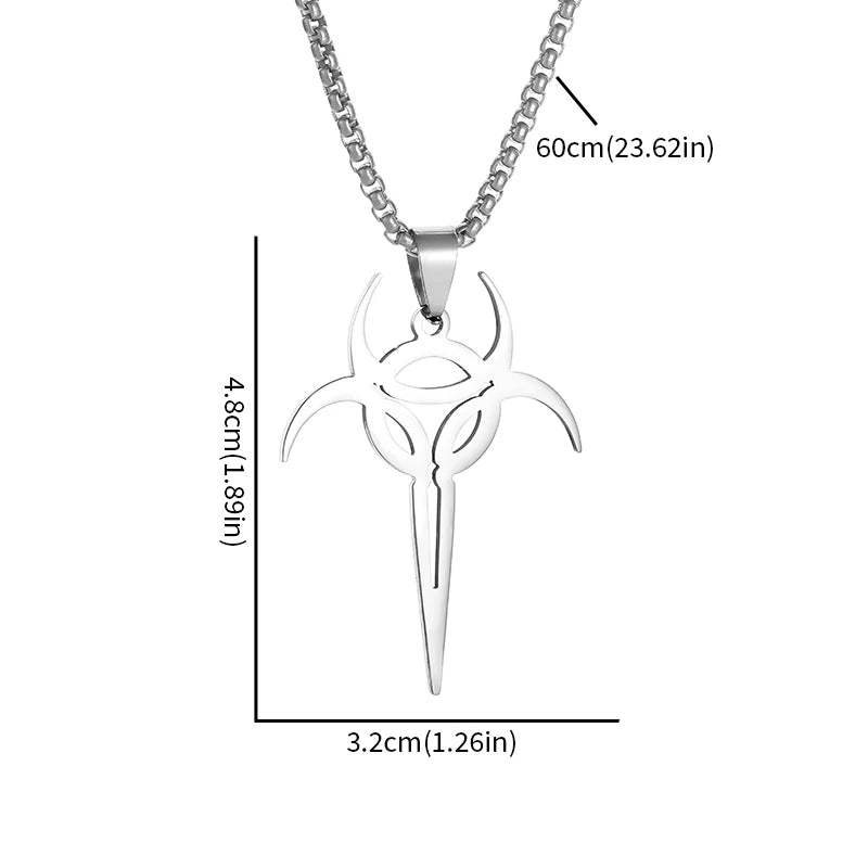 Stainless Steel Gothic Mysterious Ghost Death Band Symbol Pendant Necklace Personalized Punk Jewelry for Men and Women