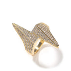 Iced Out Lightning Bolt Ring for Men — Two-Tone CZ Pave