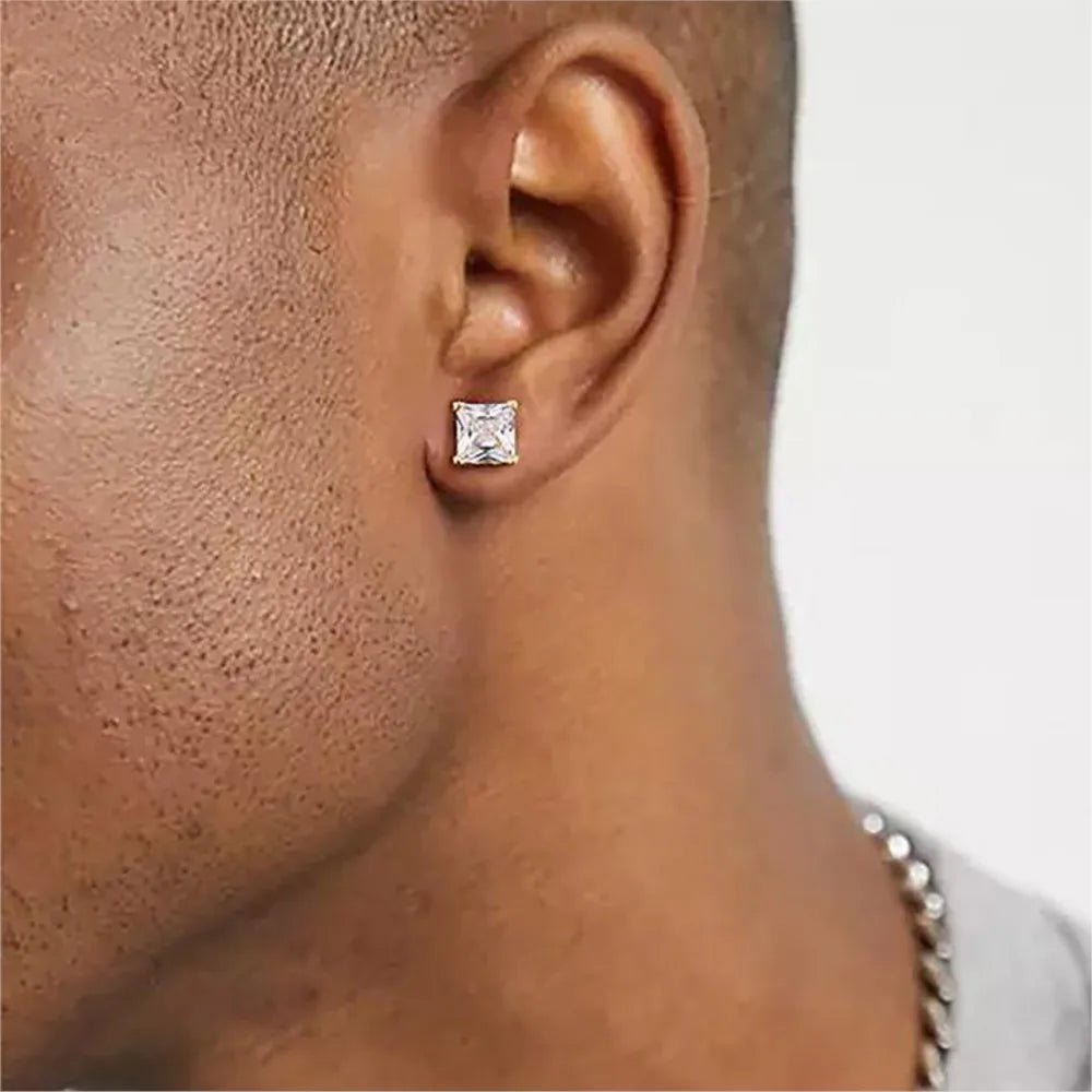 Gothic Iced Out Square CZ Stud Earrings Colorful