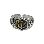 Poseidon Trident Adjustable Open Ring — Gold-Tone