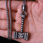Multi Style Beaded Viking Thor's Hammer Pendant Necklace Stainless Steel Necklace Men Biker Mjolnir Amulet Jewelry