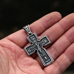 Vintage Stainless Steel Jesus Cross Pendant Necklace Men Biker Amulet Cross Orthodox Chain Necklace Jewelry Gift